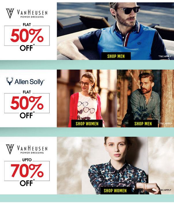 TrendIN Deal: Now or Never Sale! Flat 50% OFF Van Heusen & Allen Solly ...