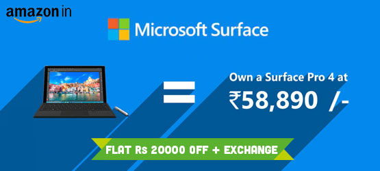 Amazon In Deal Flat Rs 000 Off Microsoft Surface Pro 4 Exchange Offer At Rs 580 Only December