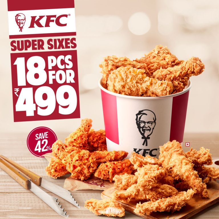 KFC Deal: KFC Super Sixes - 18pc Chicken at Rs 499 only [42% OFF ...