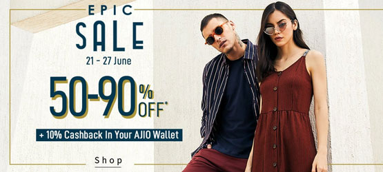 AJIO Deal: AJIO Epic Sale - Flat 50%-90% OFF + 10% OFF on Kotak Cards ...